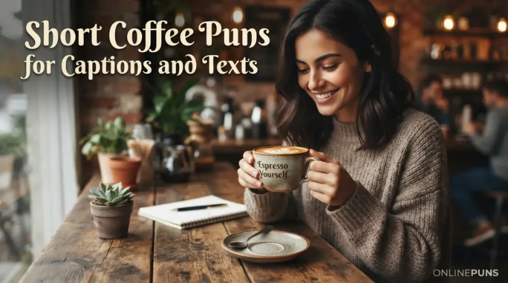 Short Coffee Puns for Captions and Texts