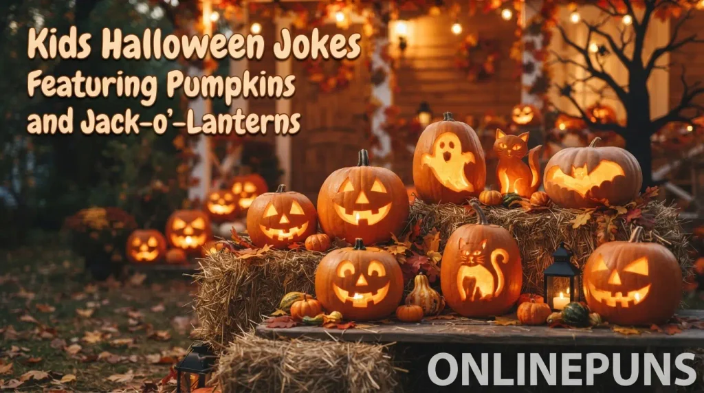 Kids Halloween Jokes Featuring Pumpkins and Jack-o-Lanterns